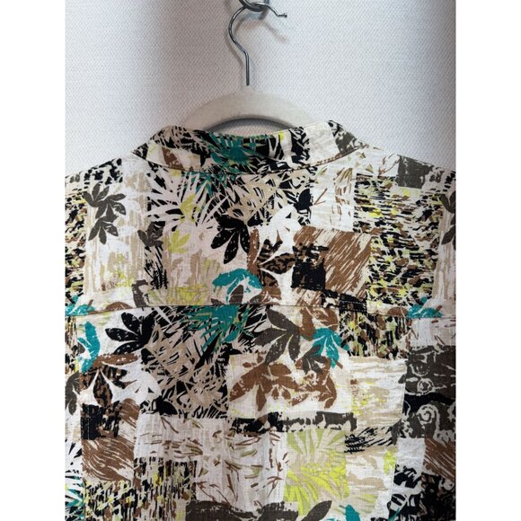 Christopher & Banks Womens Button-Up Shirt Blouse Size L Brown Floral 3/4 Sleeve - Picture 11 of 11
